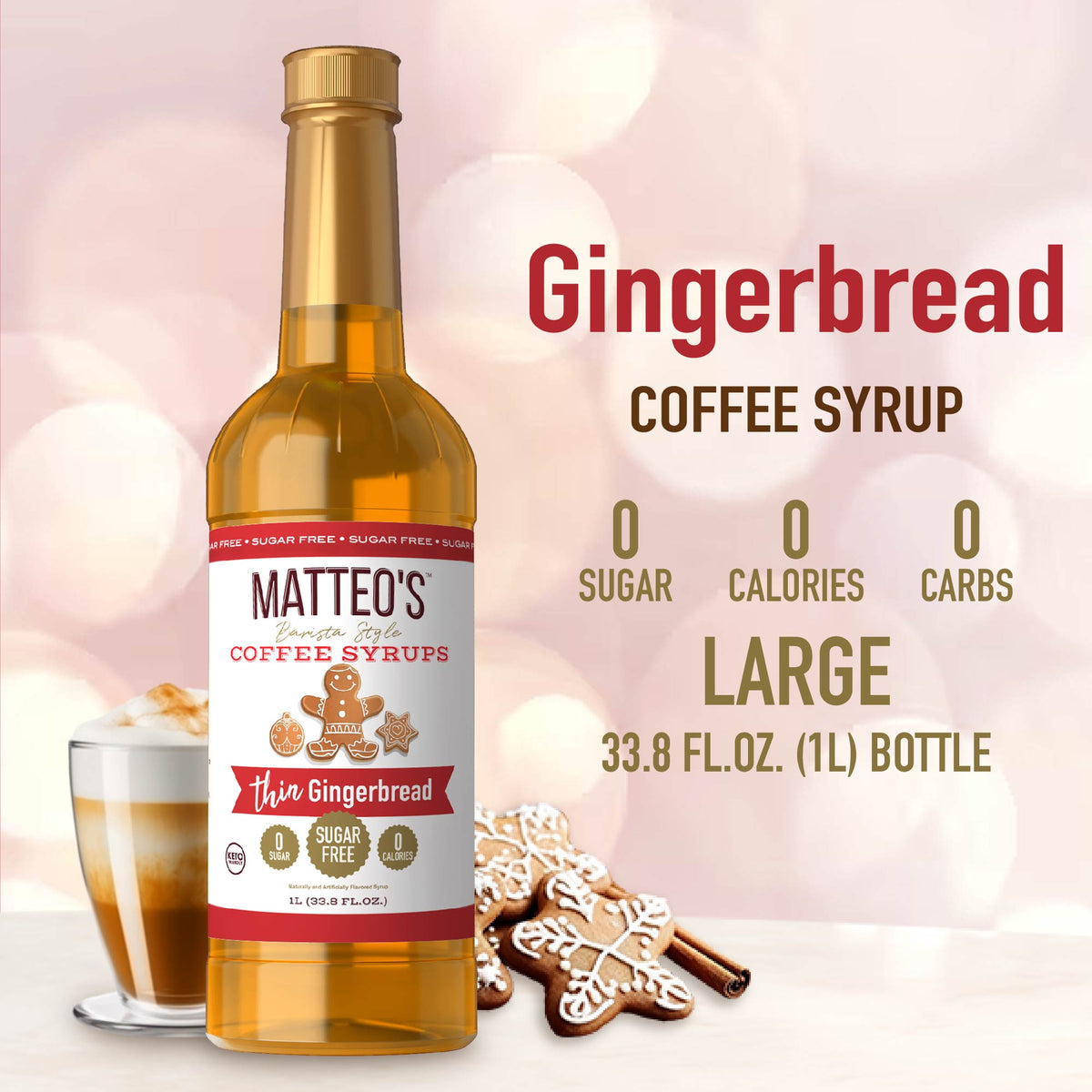Sugar Free Coffee Syrup, Gingerbread (1L)