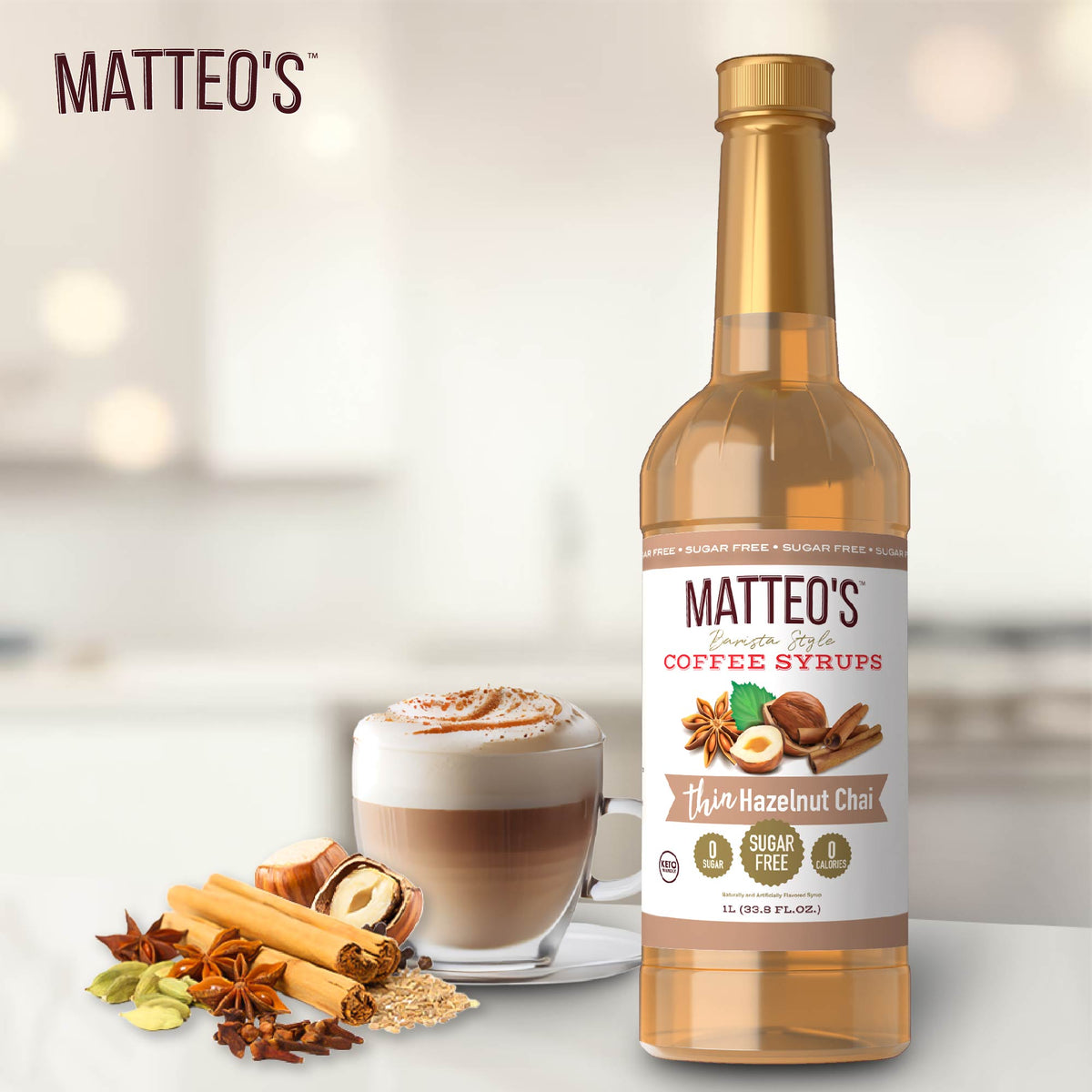 Sugar Free Coffee Syrup, Hazelnut Chai (1L)