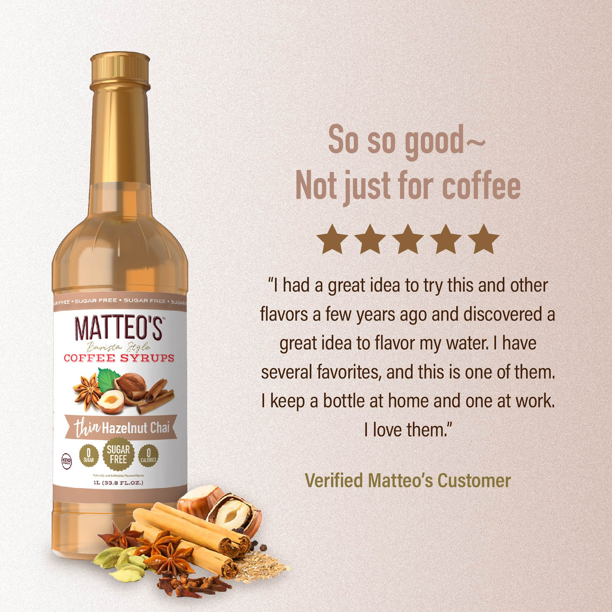 Sugar Free Coffee Syrup, Hazelnut Chai (1L)