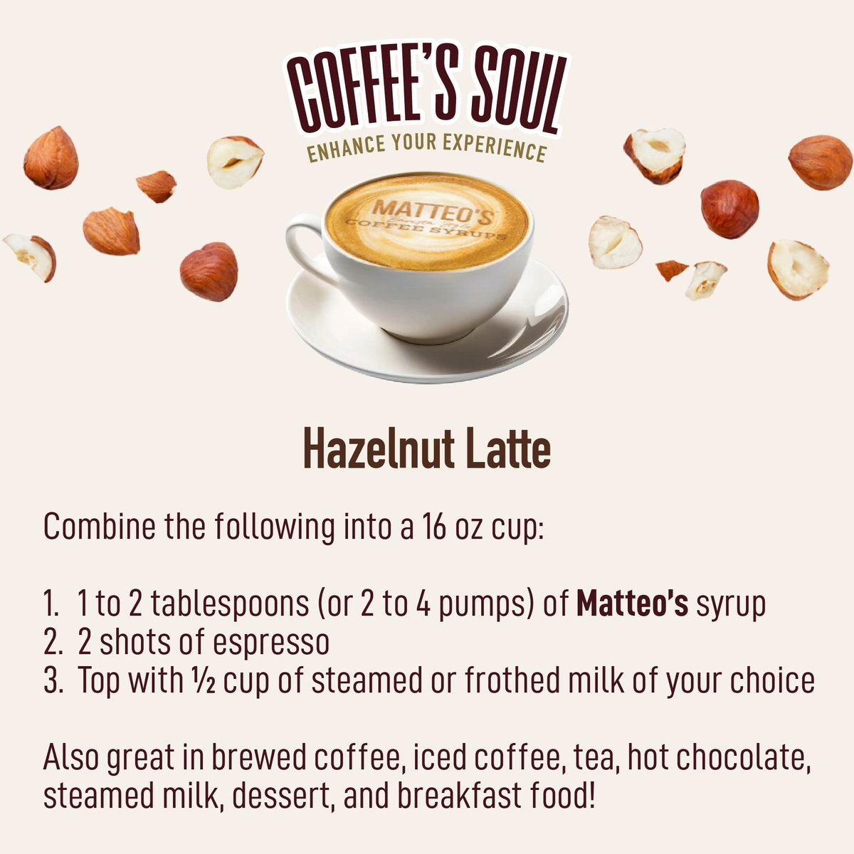 Sugar Free Coffee Syrup, Hazelnut (1L)