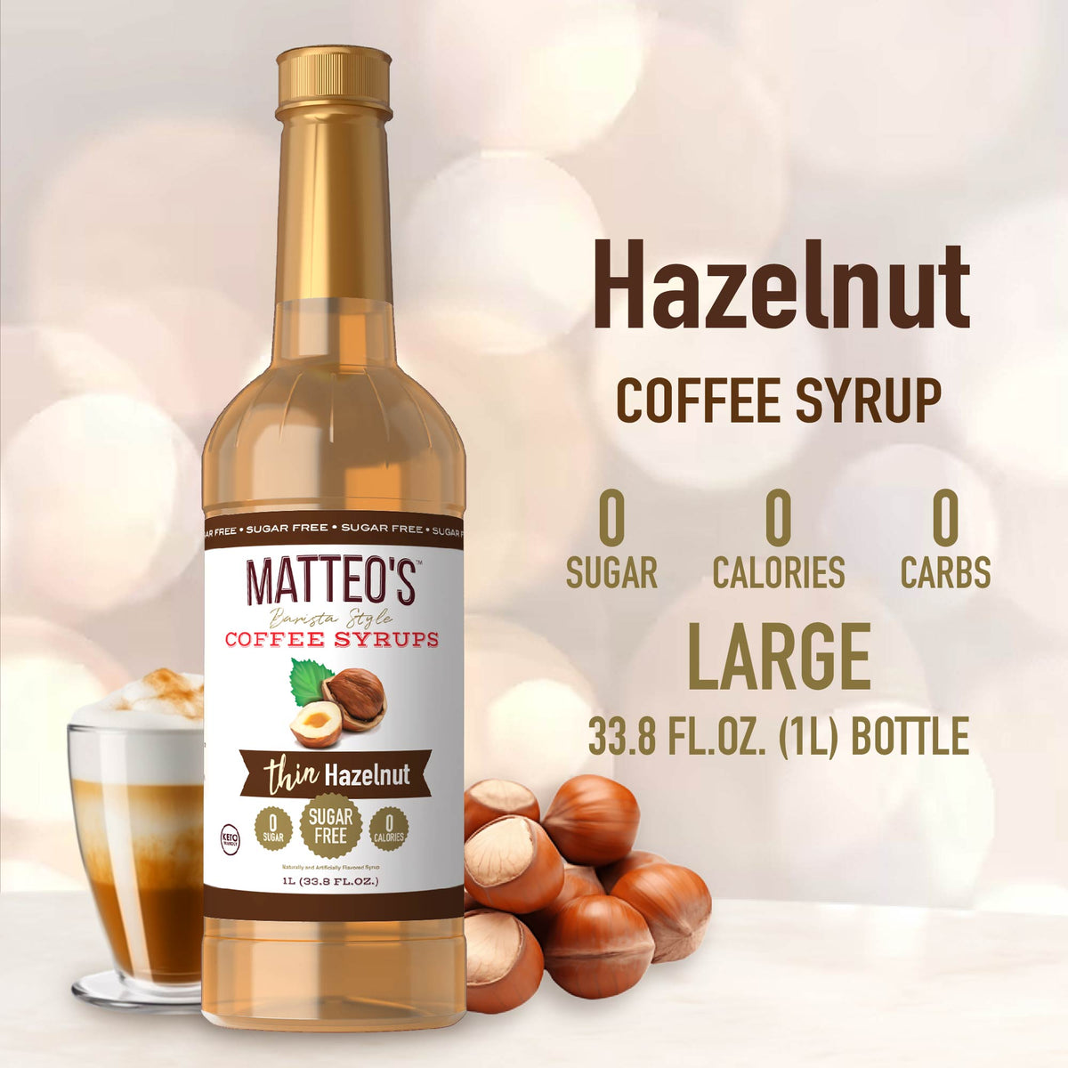 Sugar Free Coffee Syrup, Hazelnut (1L)