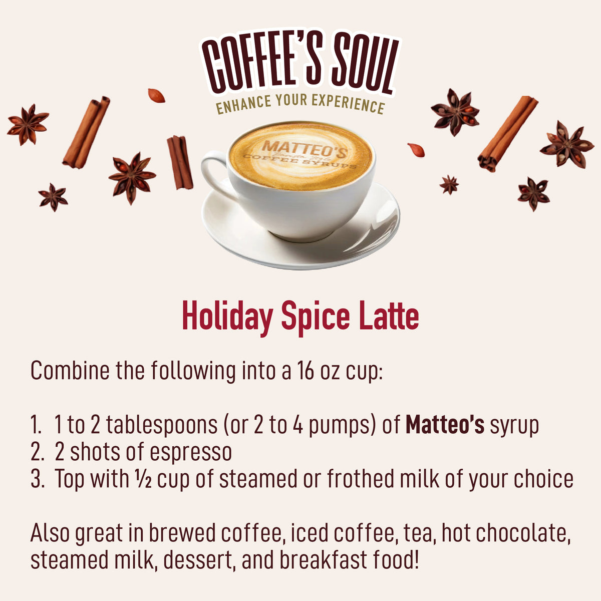 Sirop de café sans sucre, Épices des Fêtes