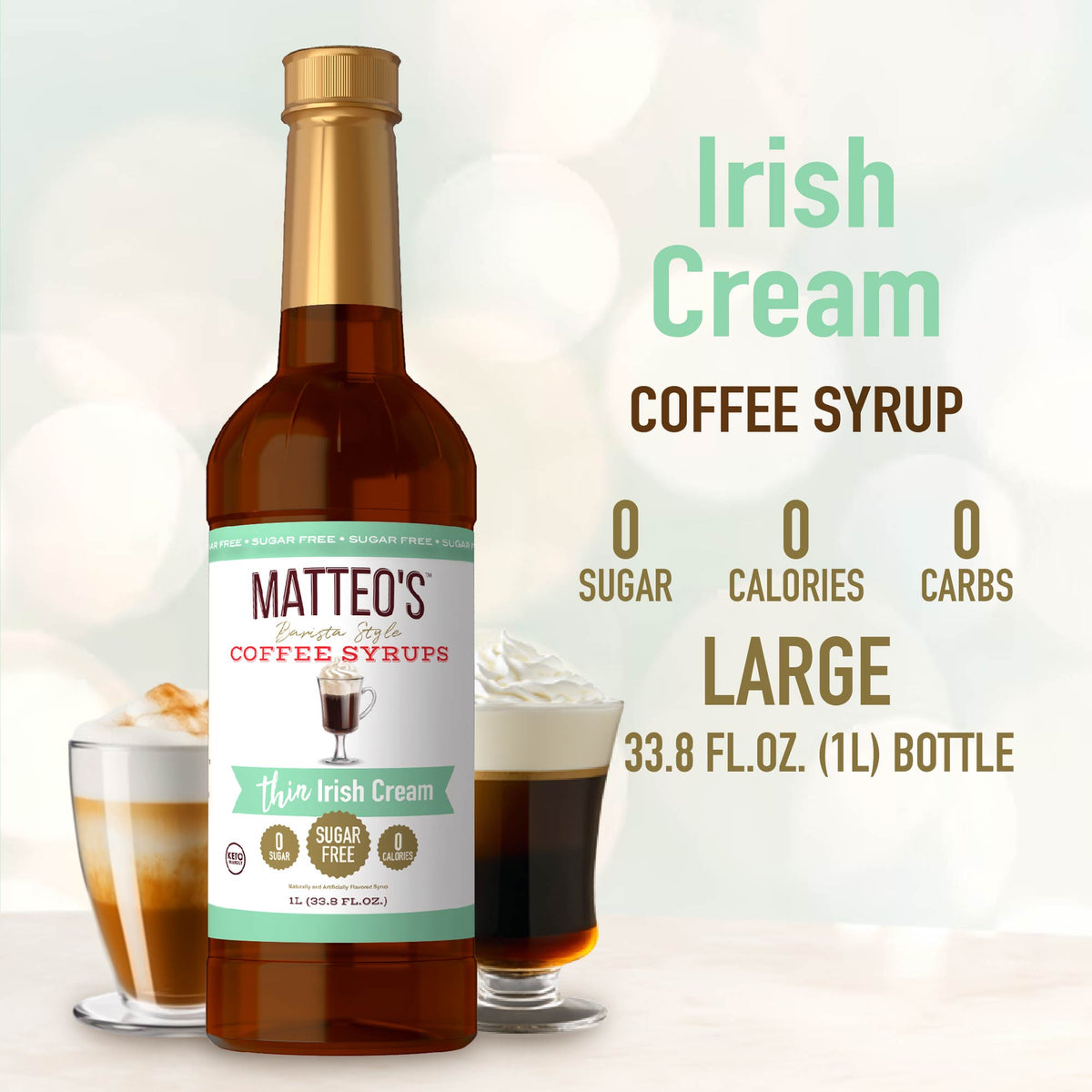 Sugar Free Coffee Syrup, Irish Cream (1L)