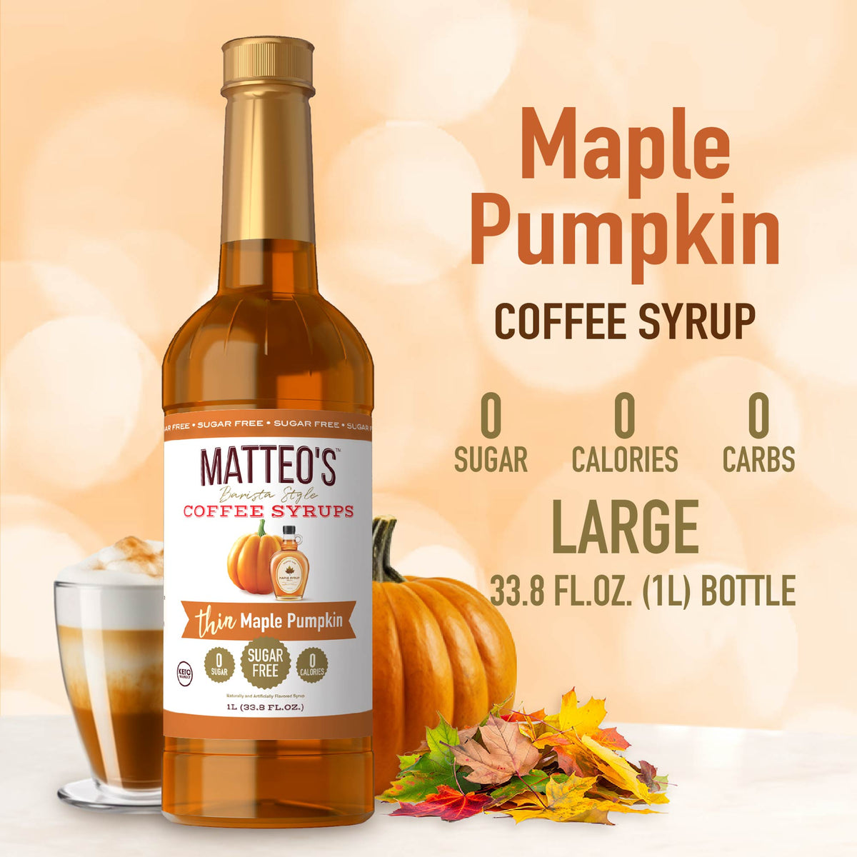 Sugar Free Coffee Syrup, Maple Pumpkin (1L)