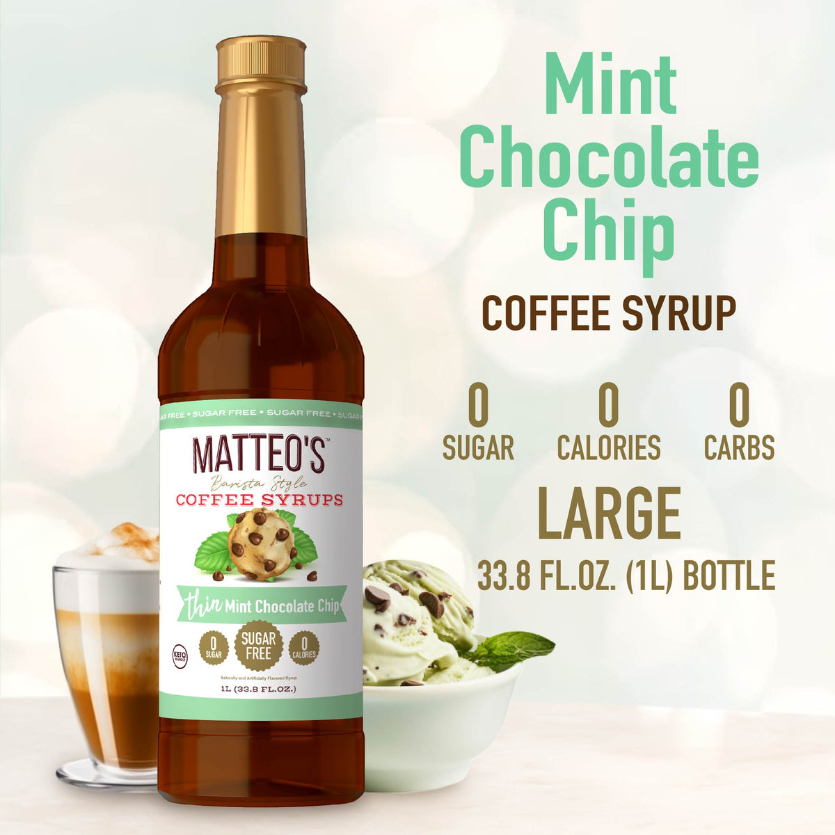 Sugar Free Coffee Syrup, Mint Chocolate Chip (1L)