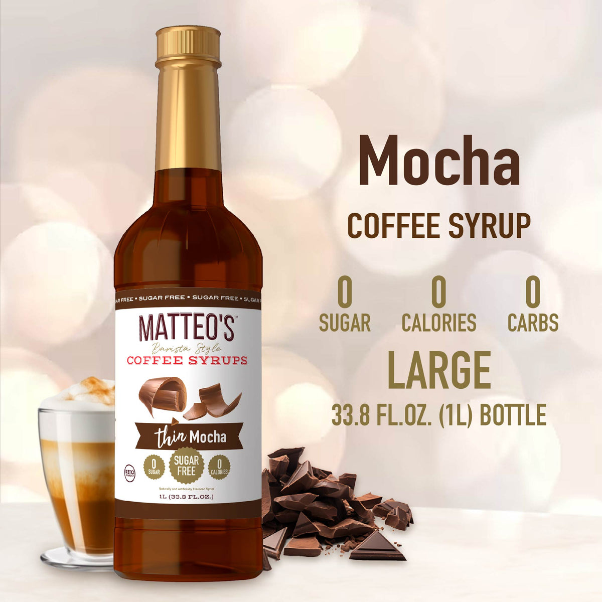 Sugar Free Coffee Syrup, Mocha (1L)