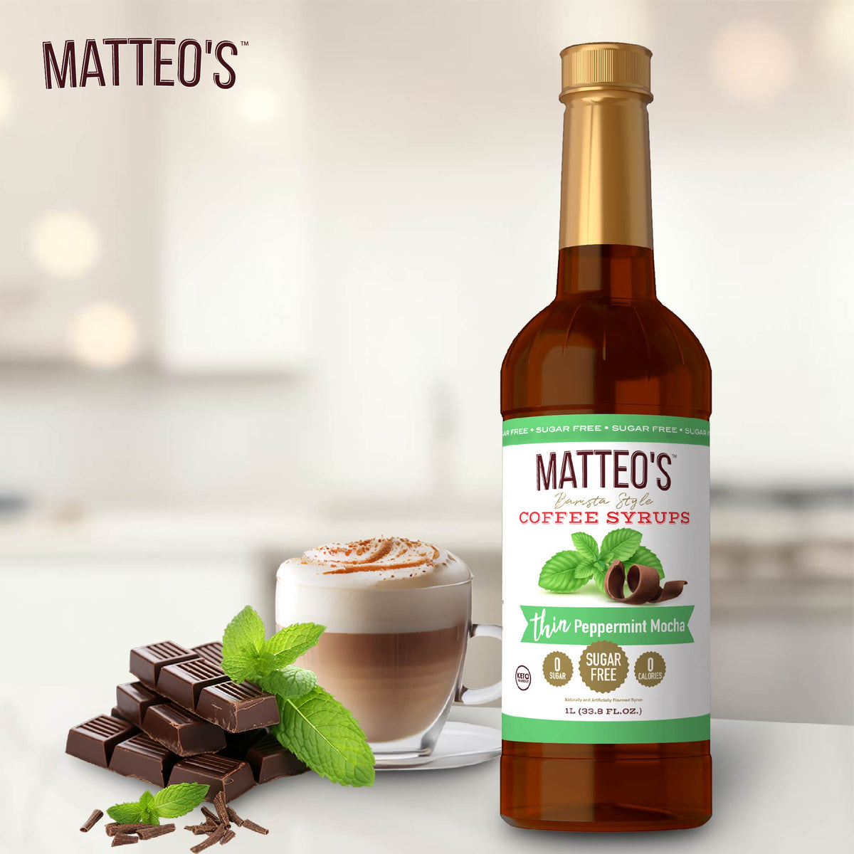 Sugar Free Coffee Syrup, Peppermint Mocha (1L)