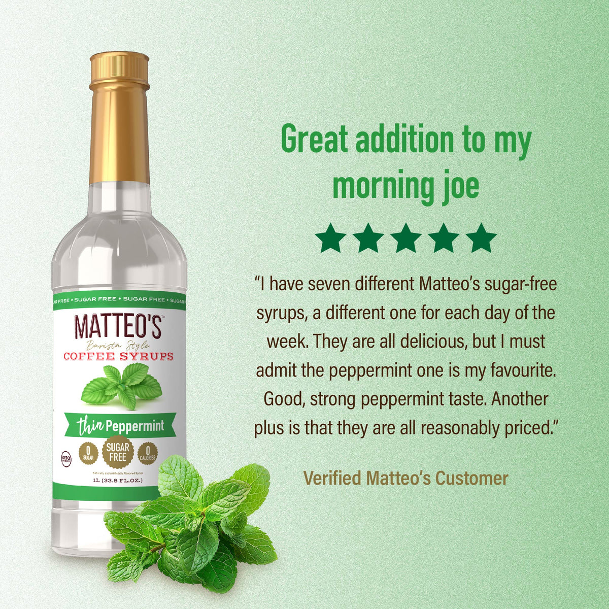 Sugar Free Coffee Syrup, Peppermint (1L)