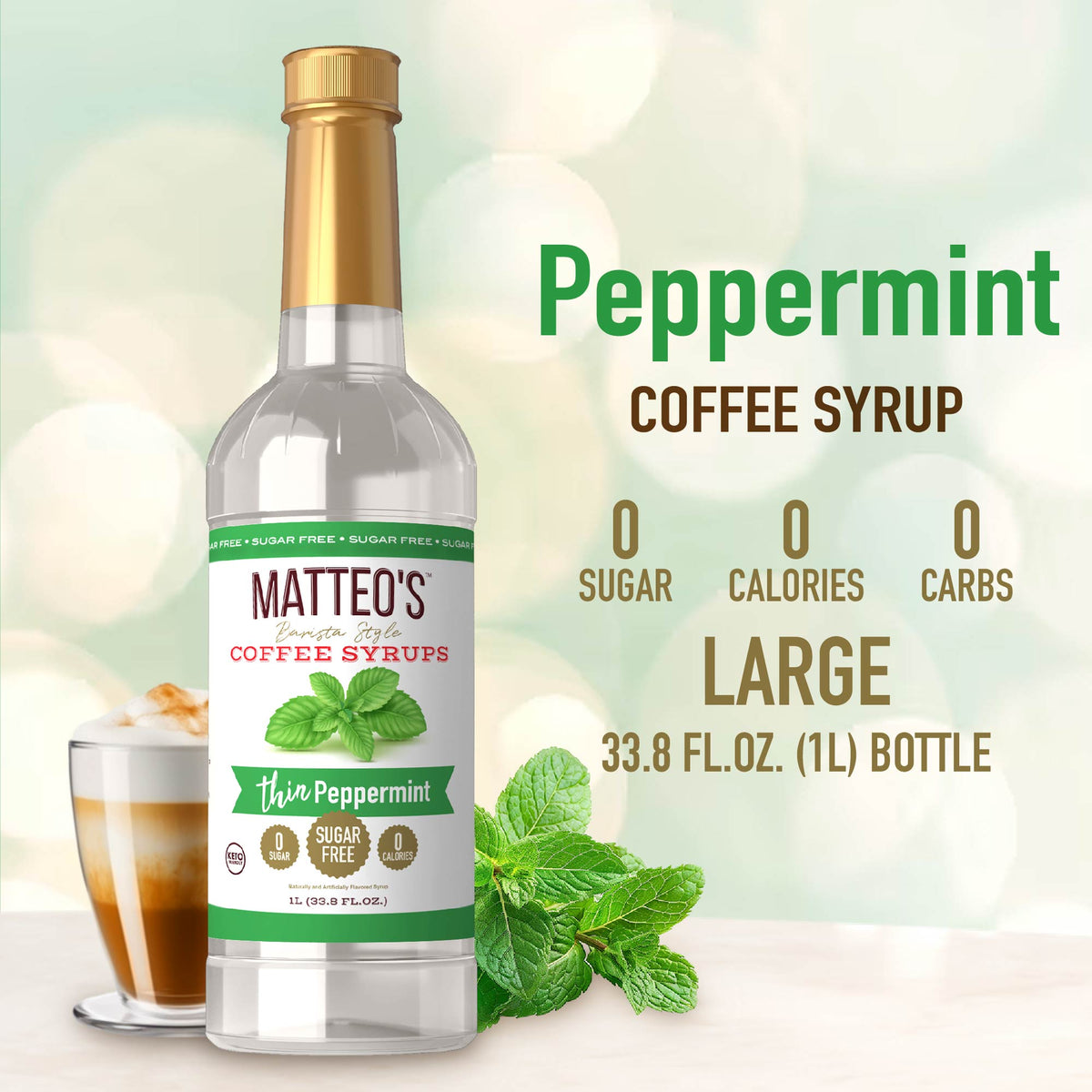 Sugar Free Coffee Syrup, Peppermint (1L)