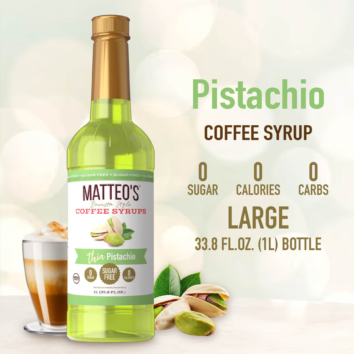 Sugar Free Coffee Syrup, Pistachio (1L)