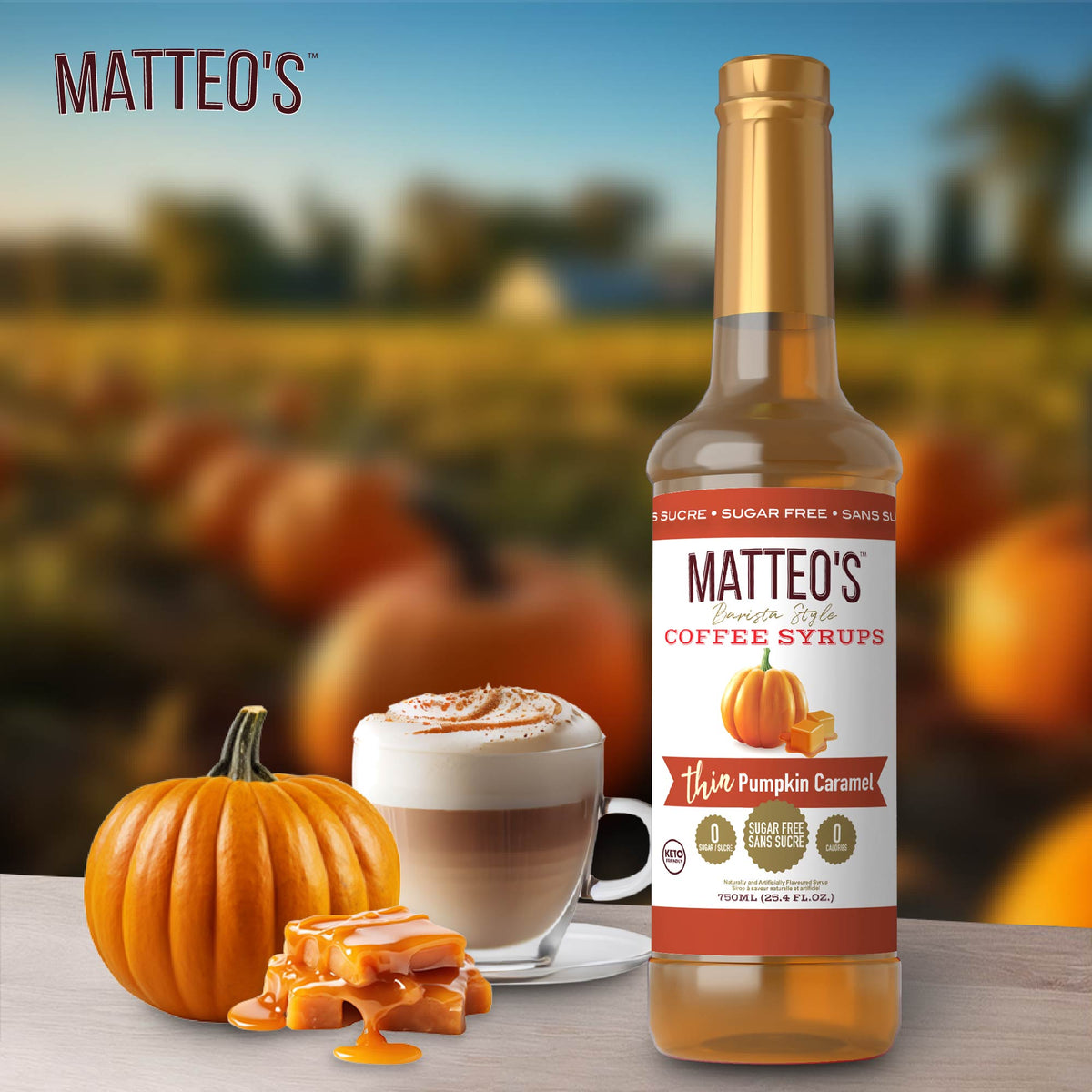 Sirop de café sans sucre, caramel de citrouille