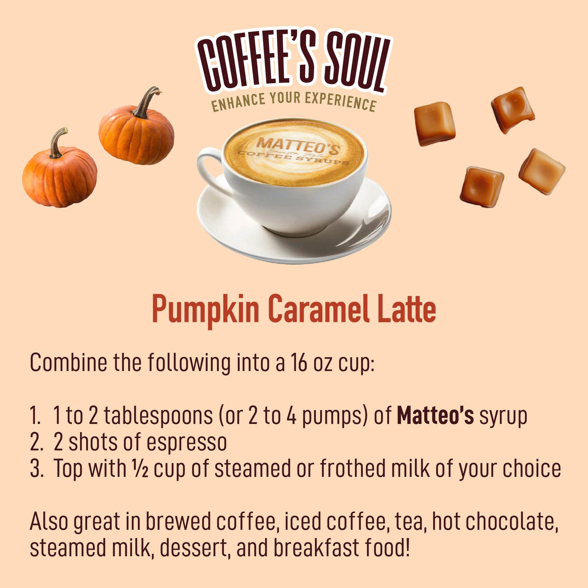Sugar Free Coffee Syrup, Pumpkin Caramel (1L)