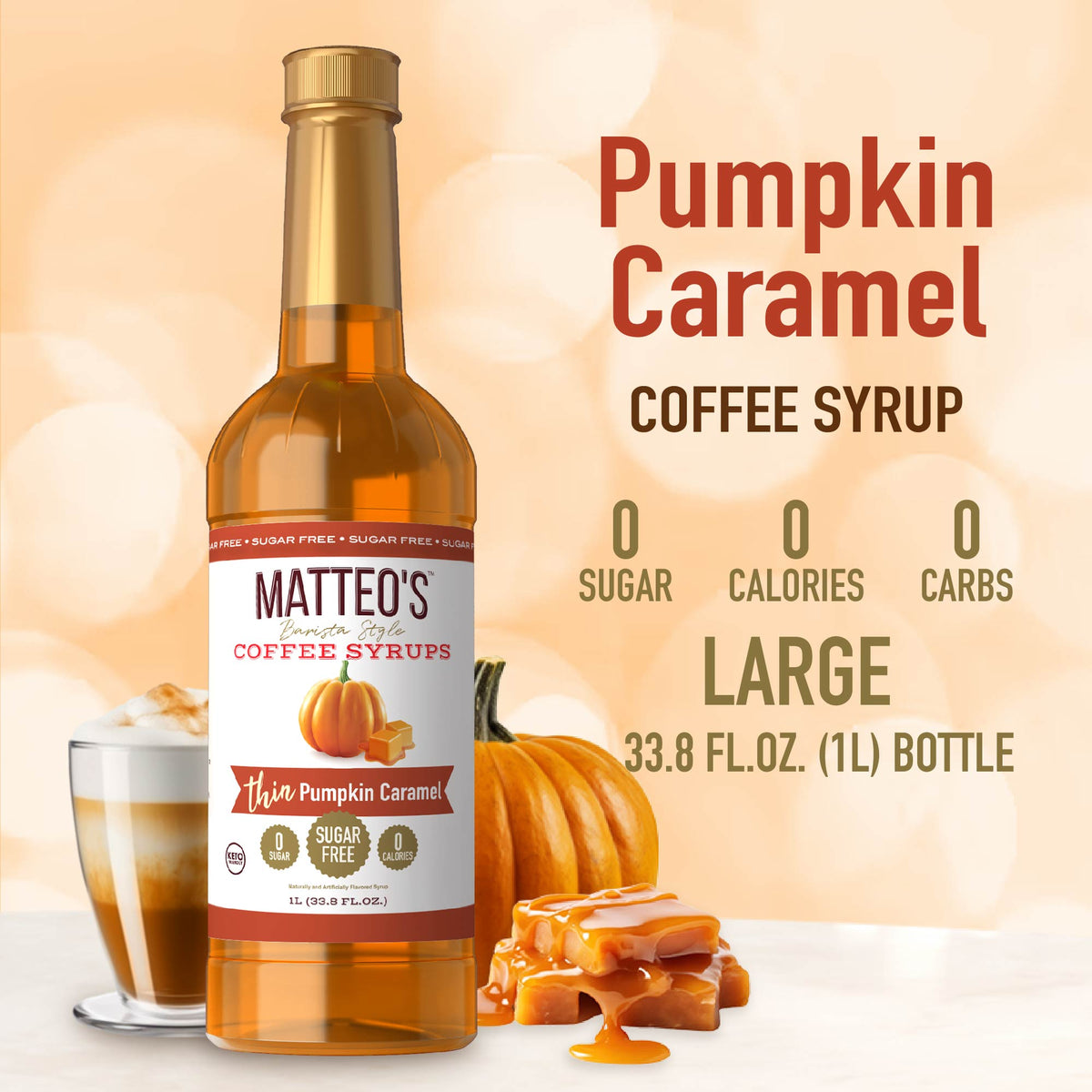 Sugar Free Coffee Syrup, Pumpkin Caramel (1L)
