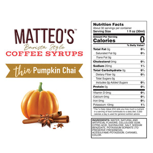 Sugar Free Coffee Syrup, Pumpkin Chai (1L)