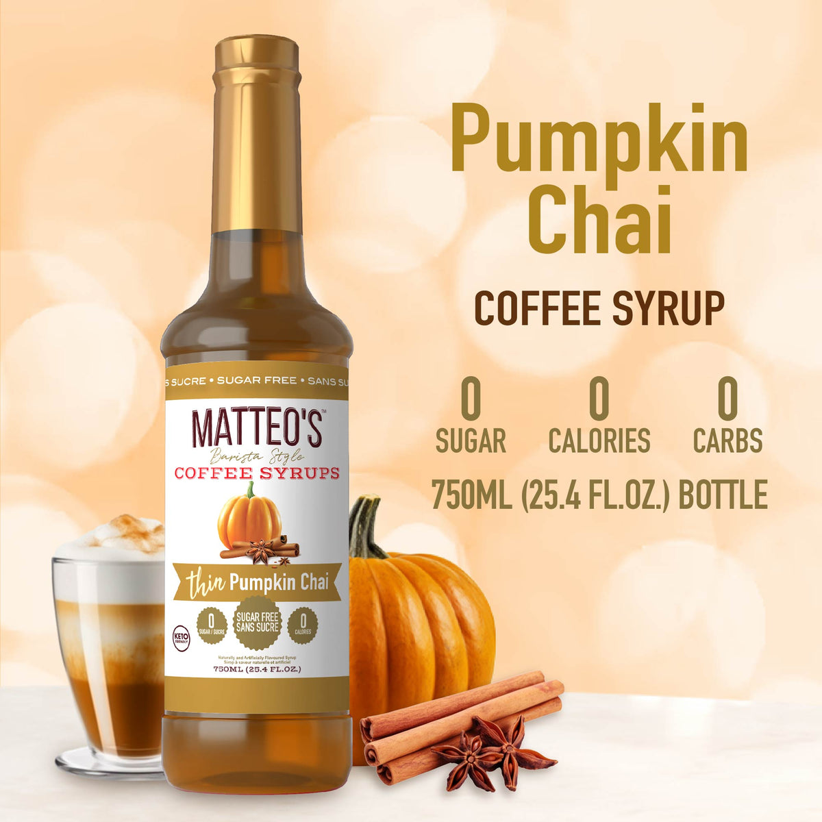 Sugar Free Coffee Syrup, Pumpkin Chai