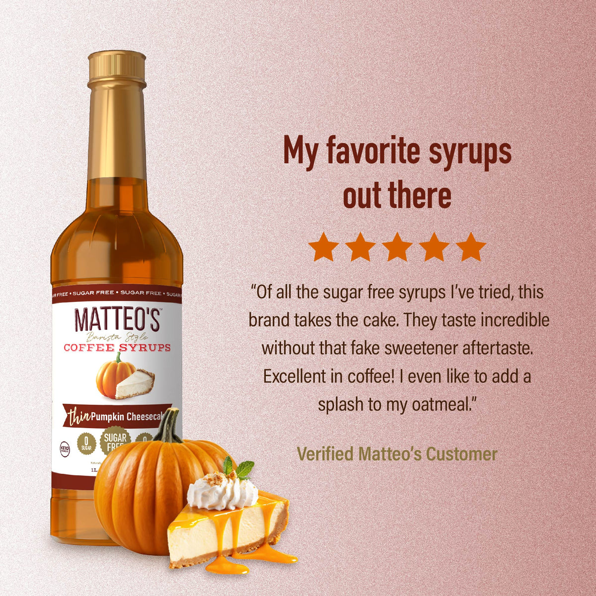 Sugar Free Coffee Syrup, Pumpkin Cheesecake (1L)
