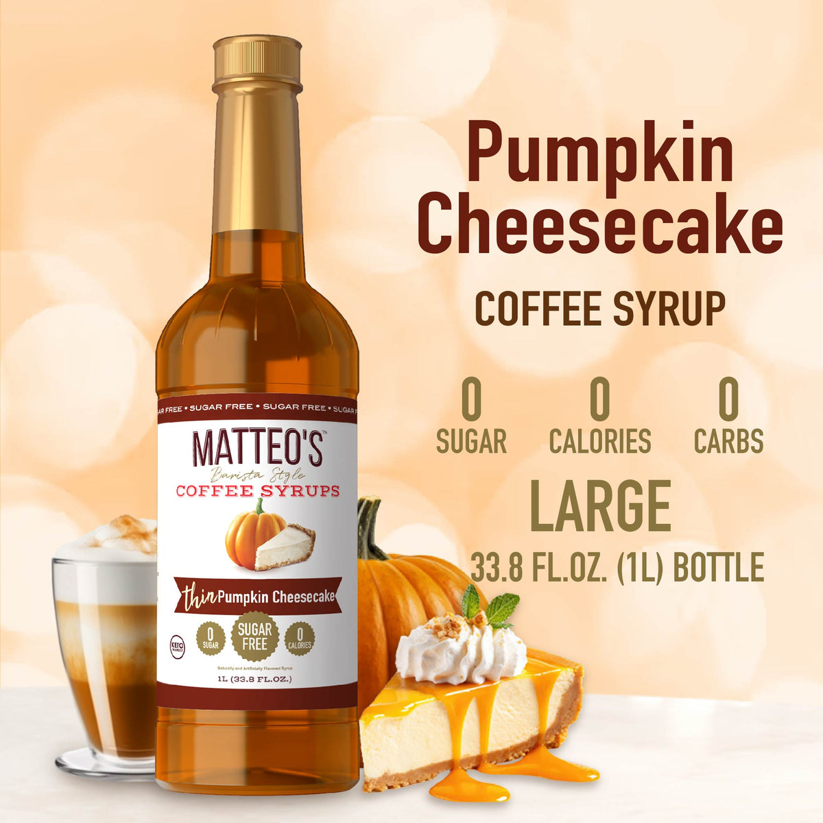 Sugar Free Coffee Syrup, Pumpkin Cheesecake (1L)