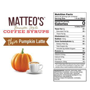 Sugar Free Coffee Syrup, Pumpkin Latte (1L)