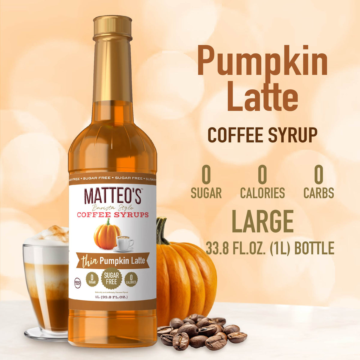 Sugar Free Coffee Syrup, Pumpkin Latte (1L)