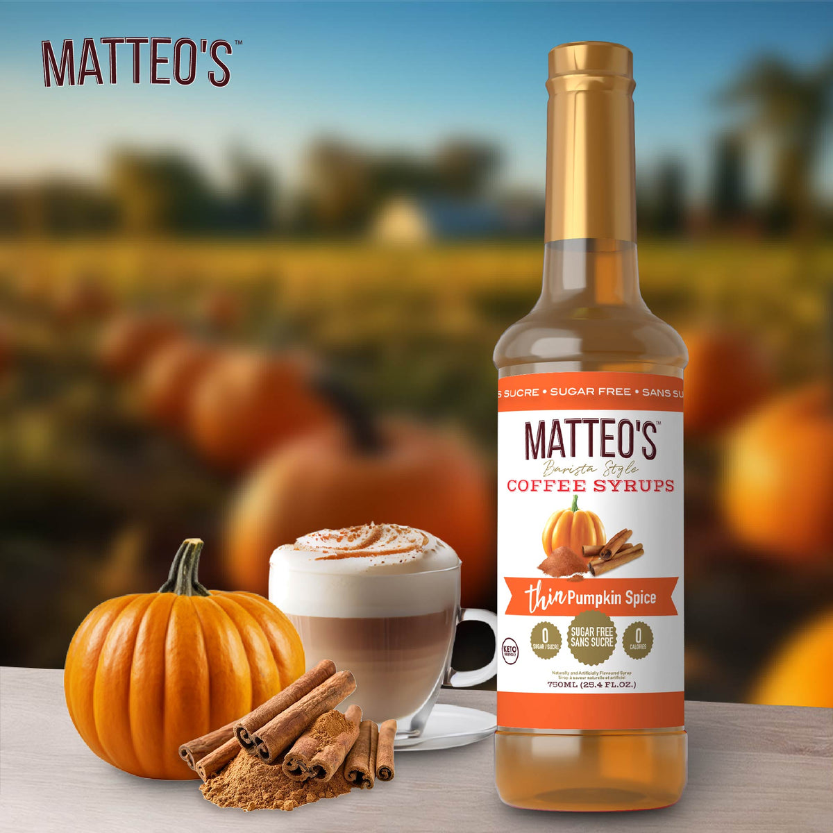 Sirop de café sans sucre, épices à la citrouille