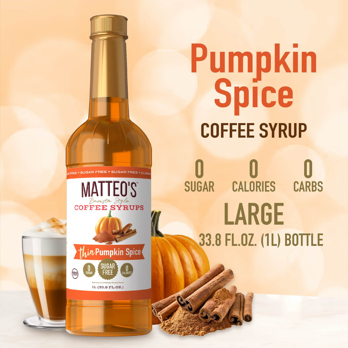 Sugar Free Coffee Syrup, Pumpkin Spice (1L)