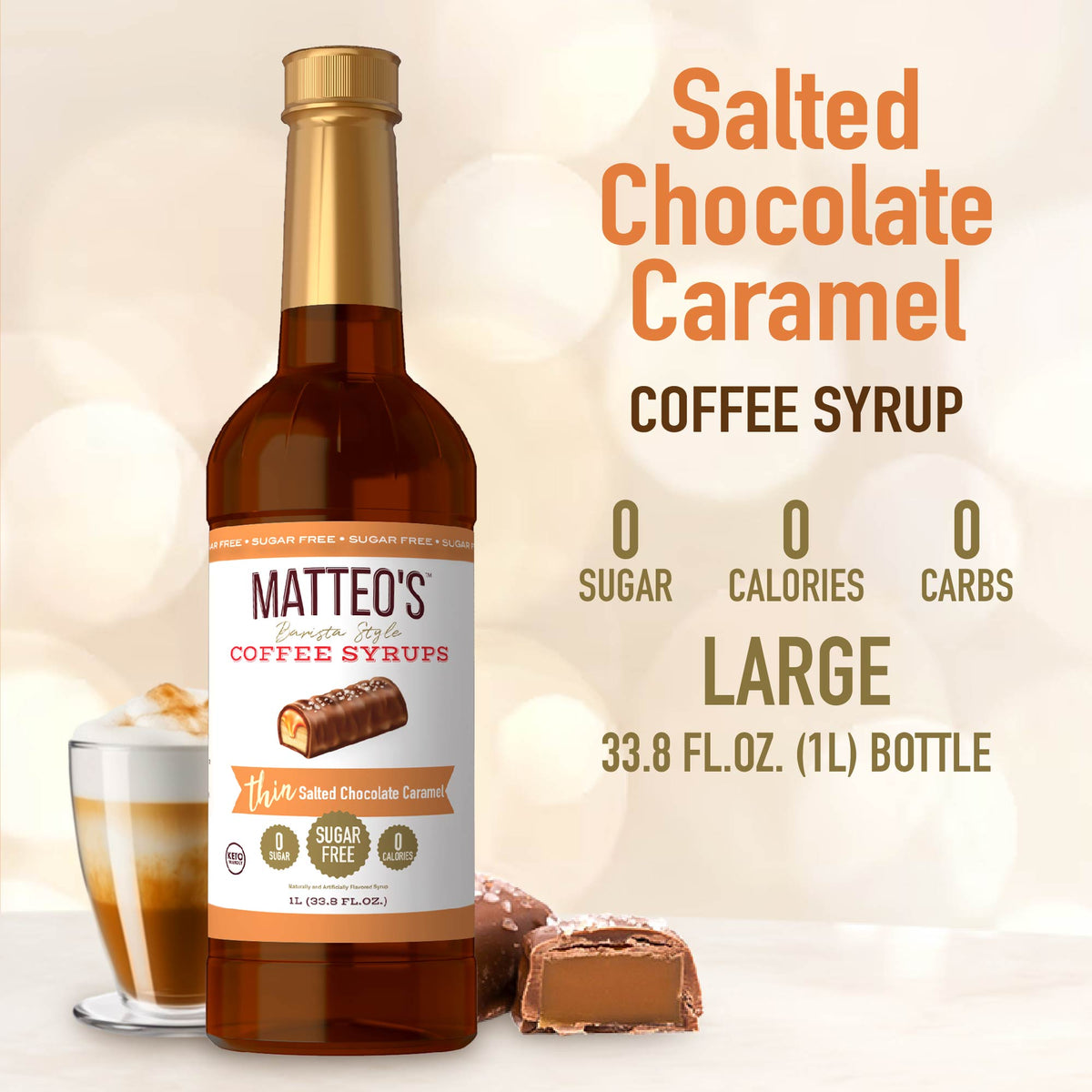 Sugar Free Coffee Syrup, Salted Chocolate Caramel (1L)