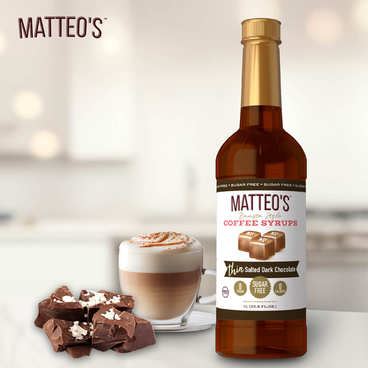 Sugar Free Coffee Syrup, Salted Dark Chocolate (1L)