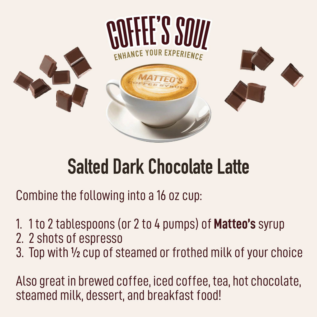 Sugar Free Coffee Syrup, Salted Dark Chocolate (1L)