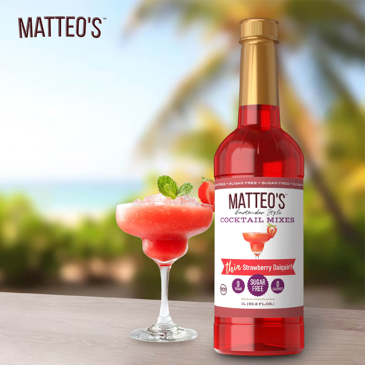 Sugar Free Cocktail Mix - Strawberry Daiquiri (1L)