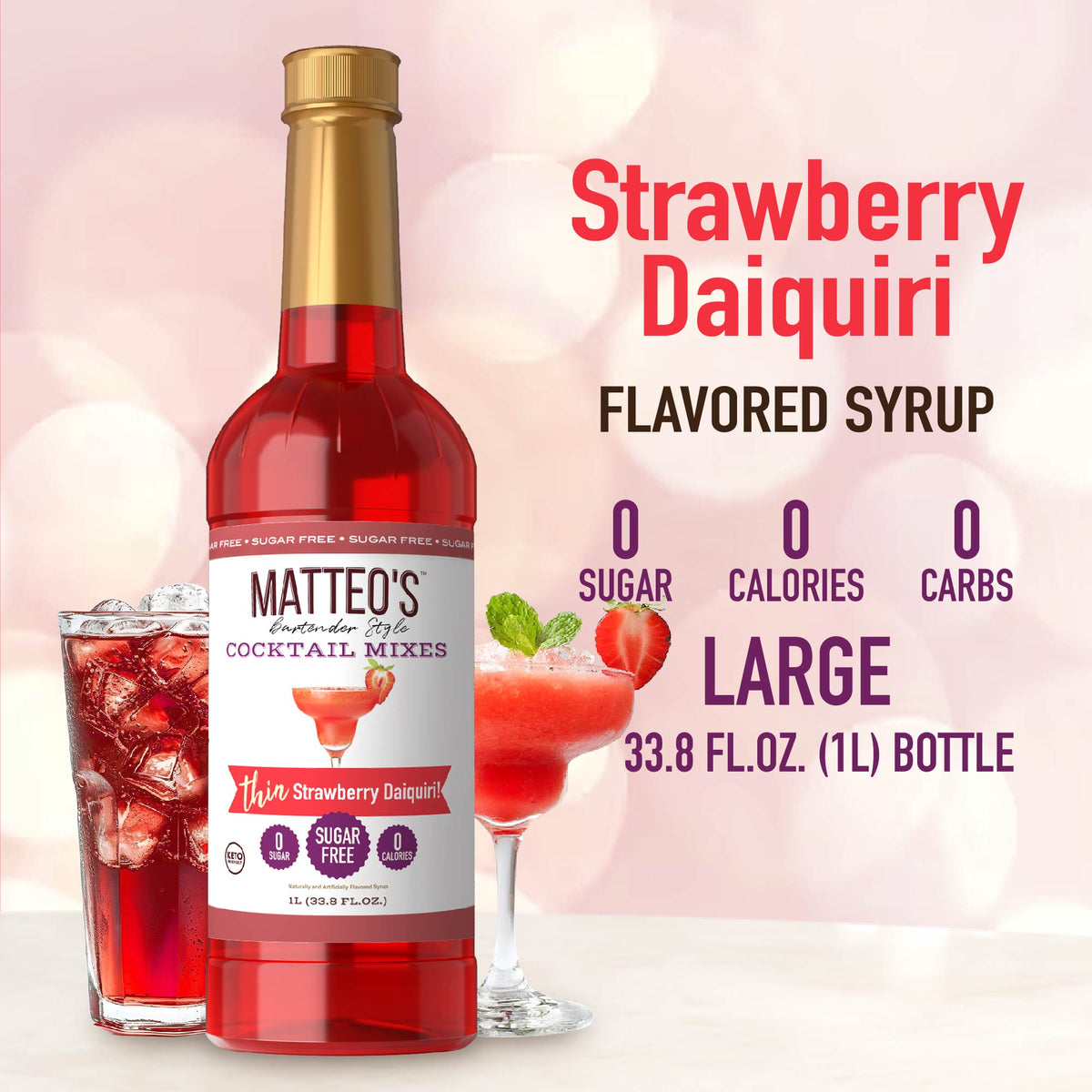 Sugar Free Cocktail Mix - Strawberry Daiquiri (1L)