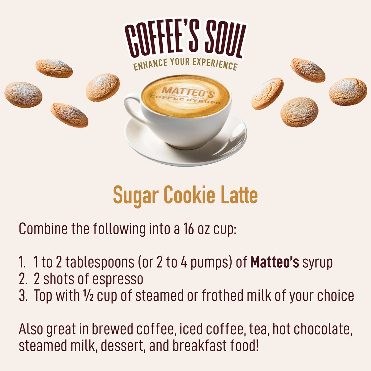 Sugar Free Coffee Syrup, Sugar Cookie (1L)