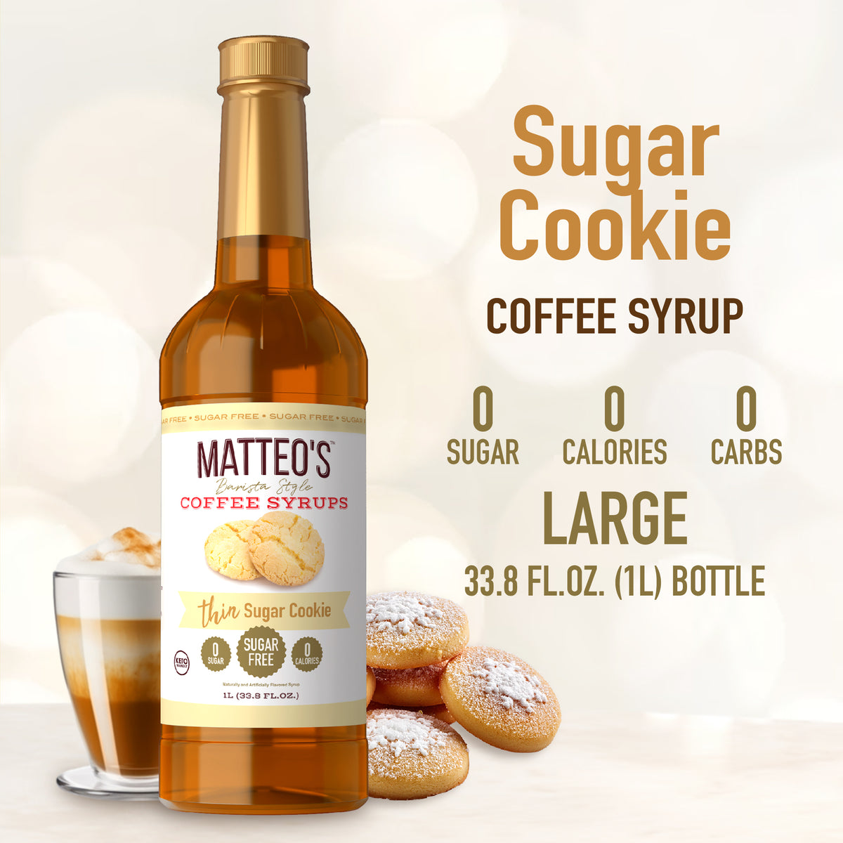 Sugar Free Coffee Syrup, Sugar Cookie (1L)