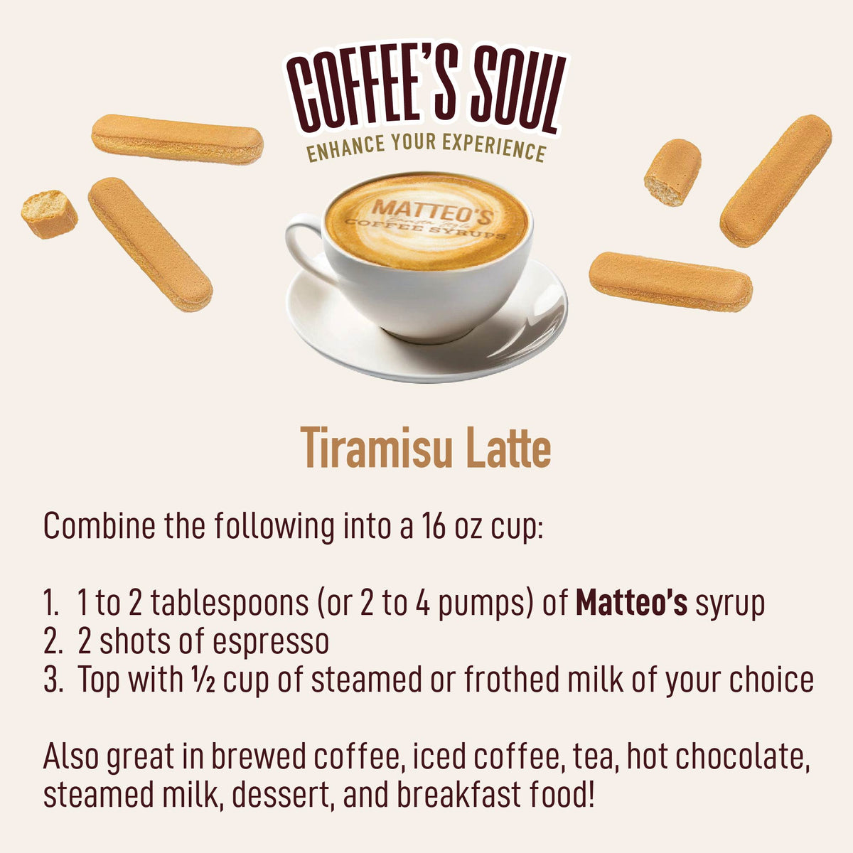 Sugar Free Coffee Syrup, Tiramisu (1L)