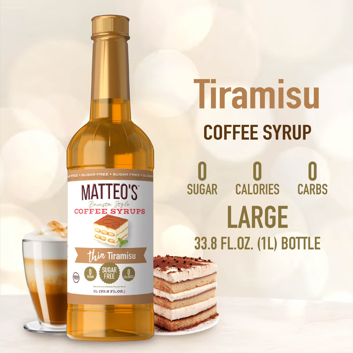 Sugar Free Coffee Syrup, Tiramisu (1L)