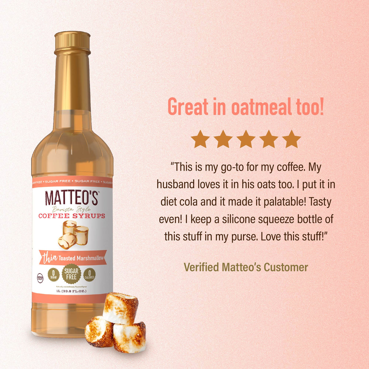 Sugar Free Coffee Syrup, Toasted Marshmallow (1L)