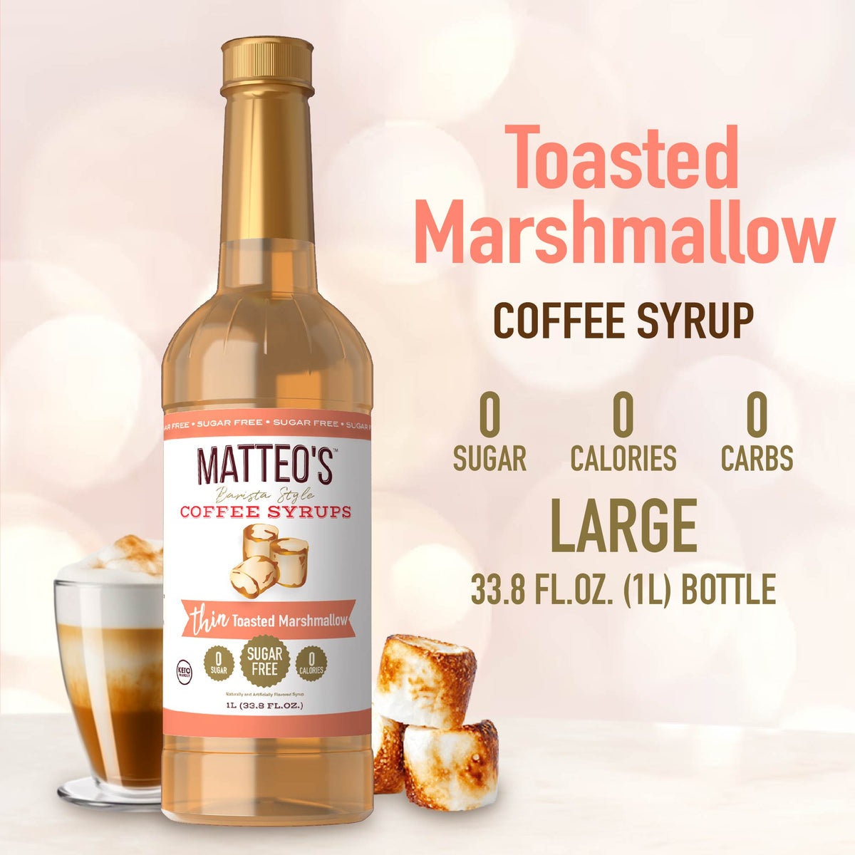 Sugar Free Coffee Syrup, Toasted Marshmallow (1L)