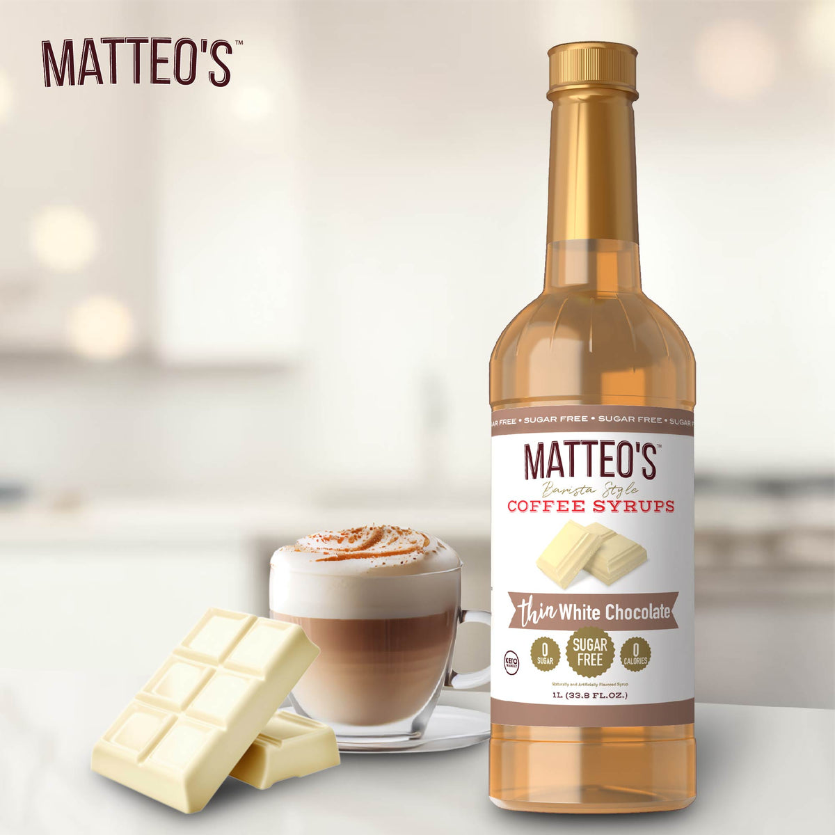 Sugar Free Coffee Syrup, White Chocolate (1L)