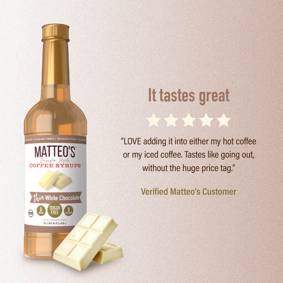 Sugar Free Coffee Syrup, White Chocolate (1L)