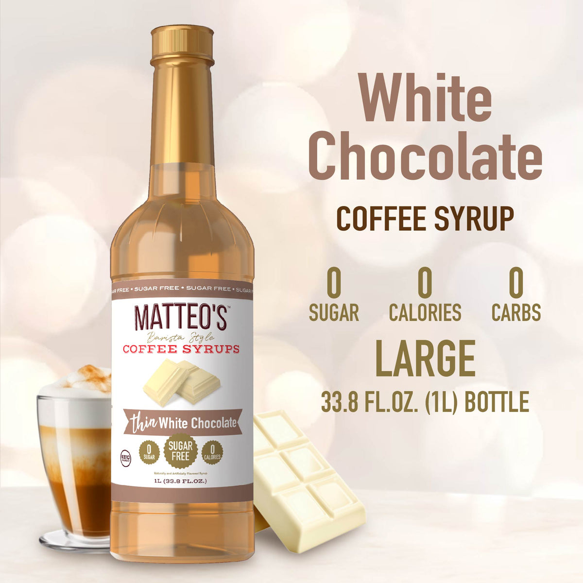 Sugar Free Coffee Syrup, White Chocolate (1L)