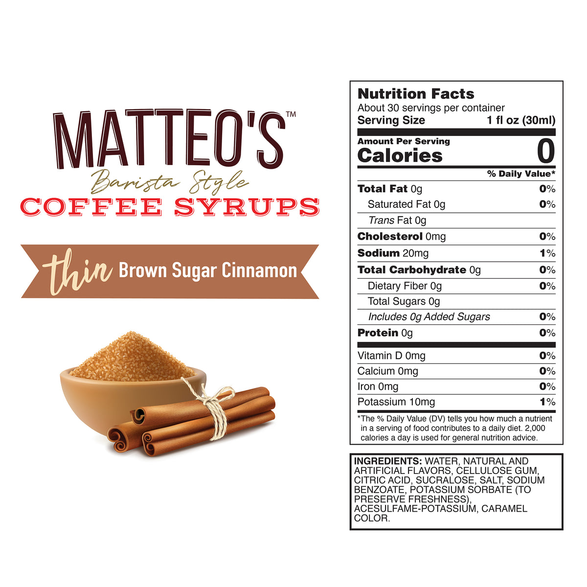 Sugar Free Coffee Syrup, Brown sugar cinnamon (1L)