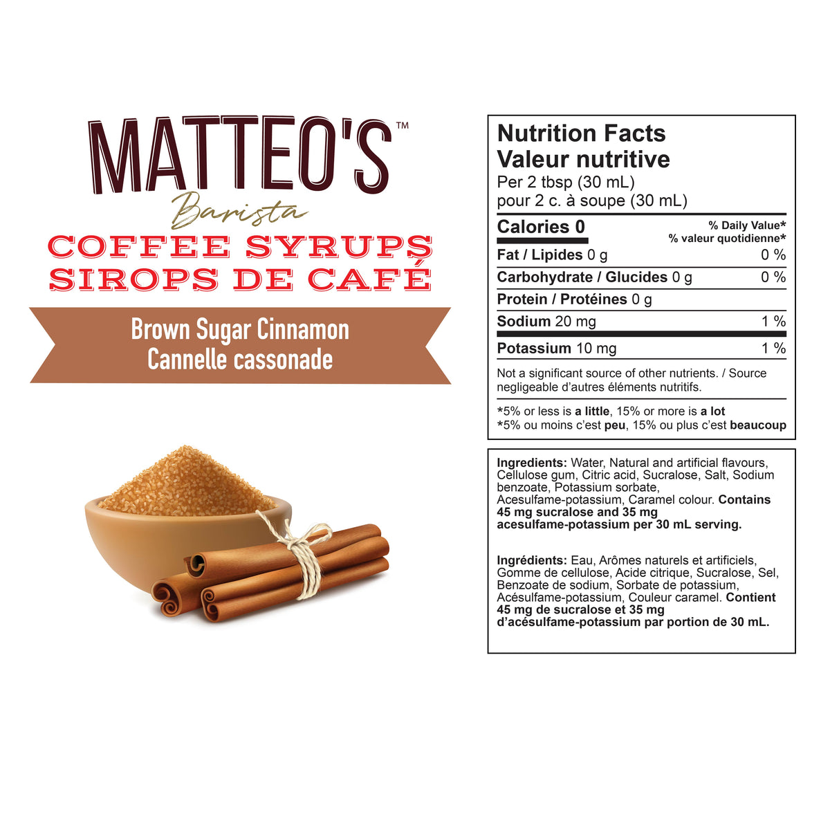 Sugar Free Coffee Syrup, Brown Sugar Cinnamon