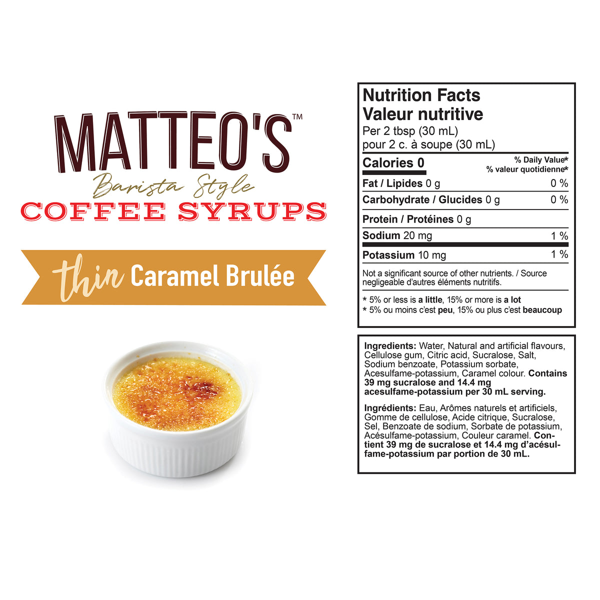 Sirop de café sans sucre, Caramel Brûlé