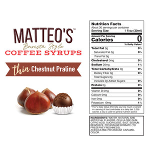 Sugar Free Coffee Syrup, Chestnut Praline (1L)