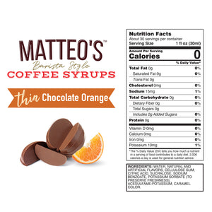 Sugar Free Coffee Syrup, Chocolate orange (1L)