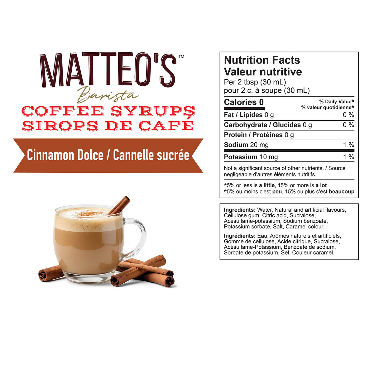 Sugar Free Coffee Syrup, Cinnamon Dolce — Nutrition Facts and Ingredients