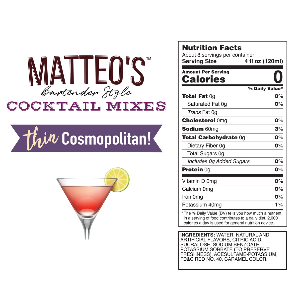 Sugar Free Cocktail Mix - Cosmopolitan (1L)