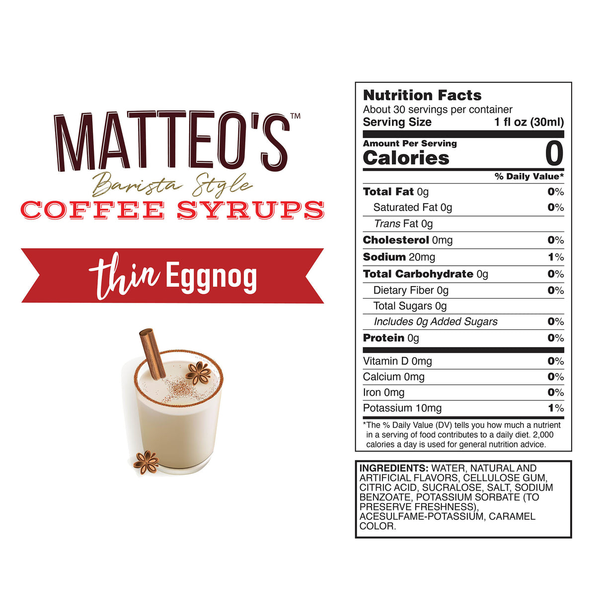 Sugar Free Coffee Syrup, Eggnog (1L)