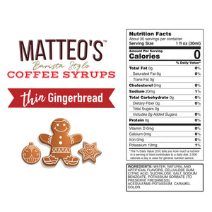 Sugar Free Coffee Syrup, Gingerbread (1L)