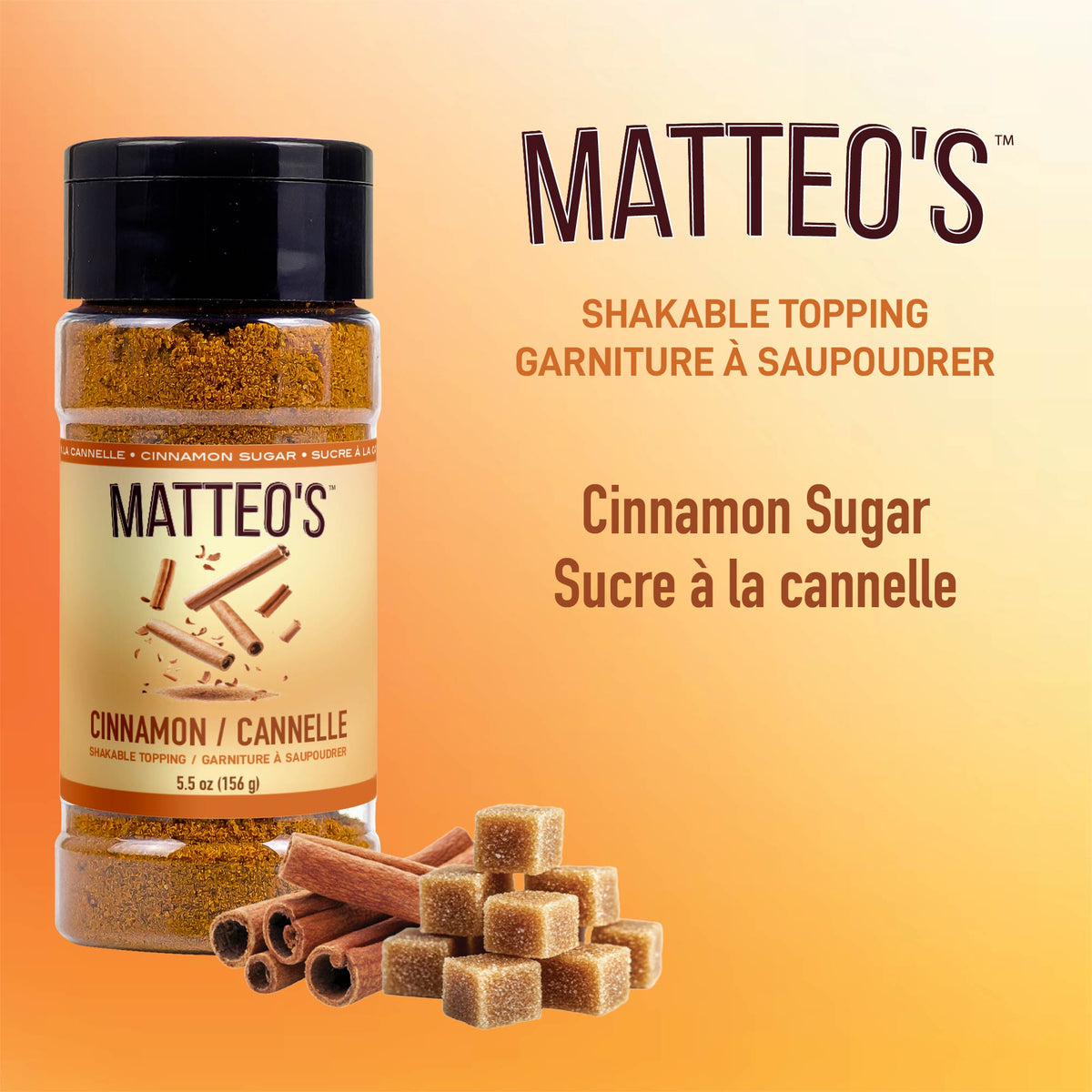 Matteo's Cinnamon Sugar Powder Topping 5.5 oz (156 g)