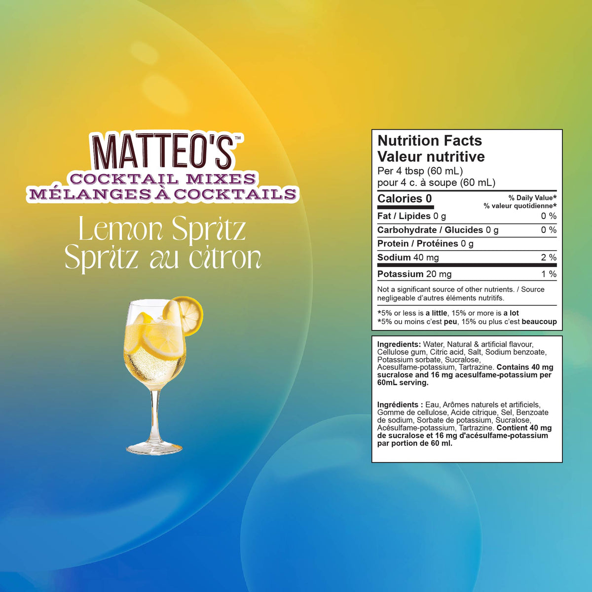 Sugar Free Cocktail Mixes - Lemon Spritz